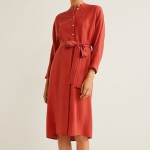 Mango Button Front Midi Dress